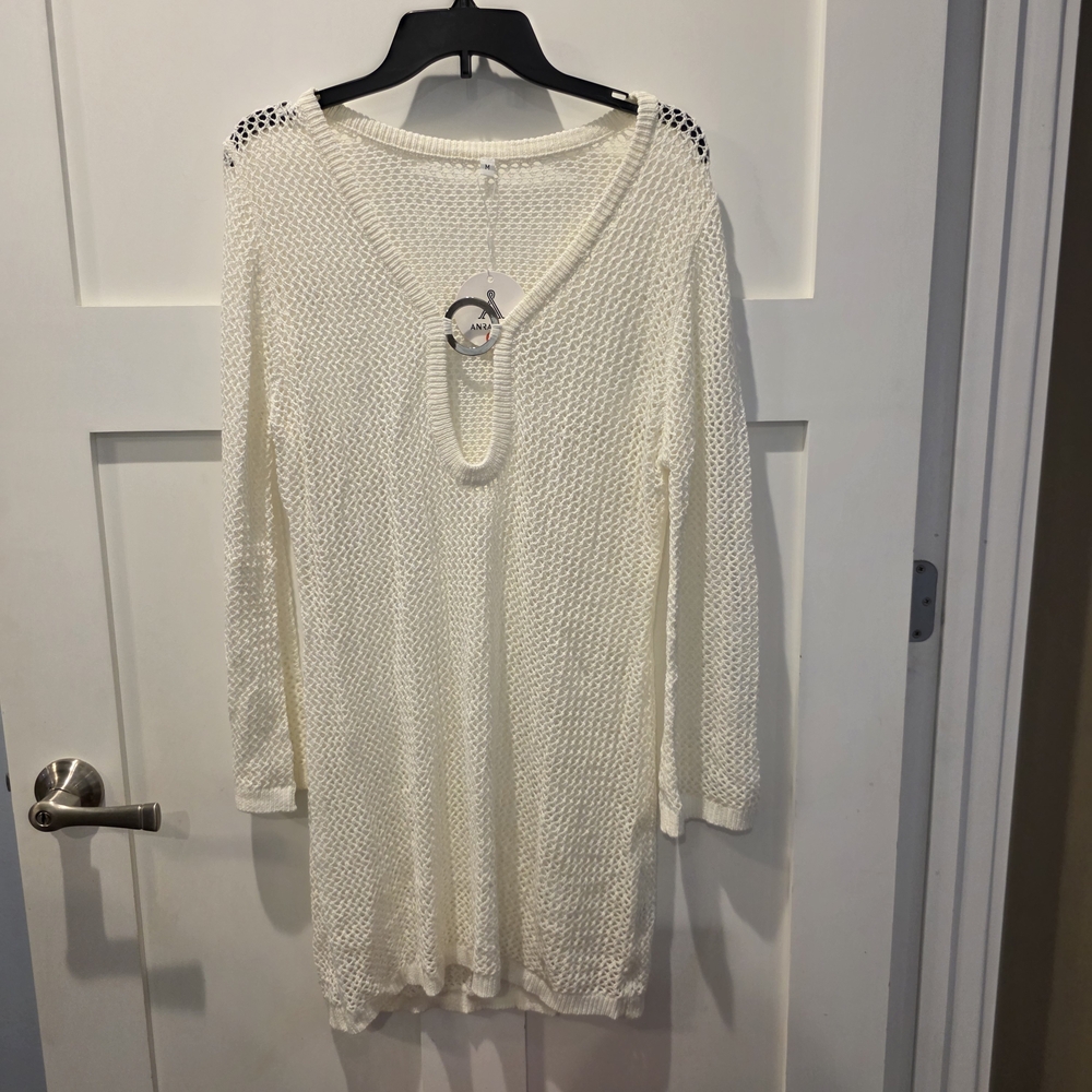 NWT Crochet Open Knit Swimsuit Cover Up Dress Women's Med Boho Fairycore Beach